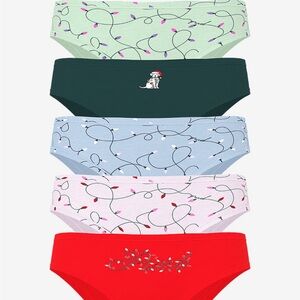 PINK 5-PACK COTTON CHEEKY PANTIES holiday lights Victoria’s Secret
